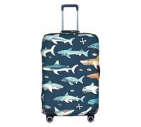 YQxwJL Sharks - Funda elástica para equipaje de viaje, con estampado náutico, para maleta de 18 a 32 pulgadas, Blanco, Large