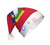 YQxwJL Sombrero con estampado de bandera de África Central, sombrero de elfo de fieltro de Navidad, sombreros LED para adultos para mujeres y hombres, gran regalo de vacaciones