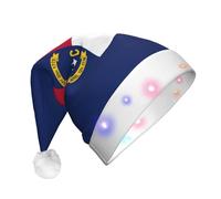 YQxwJL Sombrero con estampado de bandera del estado de Carolina del Norte, sombrero iluminado de elfo de fieltro de Navidad, sombreros LED para adultos para mujeres y hombres, gran regalo de