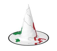 YQxwJL Sombrero de bruja con diseño de mapa de bandera italiana para Halloween, decoración para la cabeza, sombrero de bruja, accesorios de fiesta de cosplay para mujeres, 2 piezas