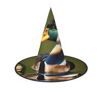 YQxwJL Sombrero de bruja con estampado de dos patos Mallard para Halloween, decoración para la cabeza, sombrero de bruja, accesorios de fiesta de cosplay para mujeres, 2 piezas