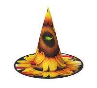 YQxwJL Sombrero de bruja de Halloween con estampado de girasol y bandera americana, sombrero de bruja, sombrero de bruja, accesorios de fiesta de cosplay para mujeres, 2 piezas
