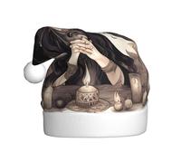 YQxwJL Sombrero de Papá Noel con estampado bohemio de brujería mágica, sombreros de Navidad para adultos, sombreros de Navidad para mujeres y hombres, gorros de fiesta acogedores