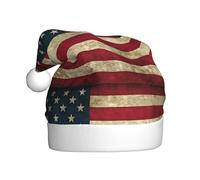 YQxwJL Sombrero de Papá Noel con estampado de bandera estadounidense, sombreros de Navidad de felpa, sombreros festivos, para fiestas de Navidad, uso diario