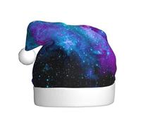 YQxwJL Sombrero de Papá Noel con estampado de cielo estrellado morado, sombreros de Navidad de felpa, sombreros festivos de vacaciones, para fiestas de Navidad, uso diario