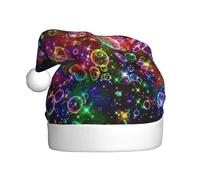 YQxwJL Sombrero de Papá Noel con estampado de estrellas de arco iris, sombreros de Navidad de felpa, sombreros festivos para fiestas de Navidad, uso diario