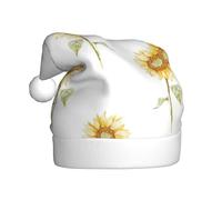 YQxwJL Sombrero de Papá Noel con estampado de girasol floreciente, sombreros de Navidad de felpa, sombreros festivos, para fiestas de Navidad, uso diario
