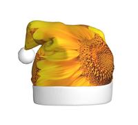 YQxwJL Sombrero de Papá Noel con estampado de girasoles, sombreros de Navidad de felpa, sombreros festivos de vacaciones, para fiestas de Navidad, uso diario