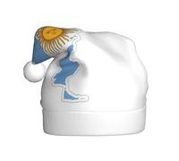 YQxwJL Sombrero de Papá Noel con estampado de mapa de la bandera argentina, sombreros de Navidad de felpa, sombreros festivos de vacaciones, para fiestas de Navidad, uso diario