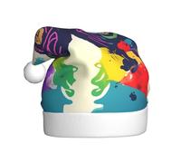 YQxwJL Sombrero de Papá Noel con estampado de ventaja del cerebro izquierdo y derecho, sombreros de Navidad para adultos, sombreros de vacaciones de Navidad para mujeres y hombres, gorros acogedores