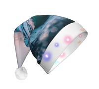 YQxwJL Sombreros de fiesta de Navidad con estampado de olas del océano para adultos, sombrero de Papá Noel para adultos, sombreros de Navidad para adultos, mujeres y hombres