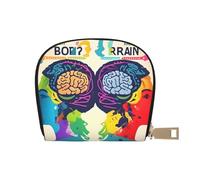YQxwJL Soporte para tarjetas de crédito con impresión de ventaja del cerebro izquierdo y derecho, cartera pequeña para mujeres, organizador de tarjetas de crédito para hombres, Blanco, Talla única