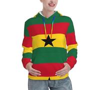 YQxwJL Sudadera suave con estampado de la bandera de Ghana para mujer, sudadera elástica y ajustada con bolsillo canguro a la moda, Negro, L