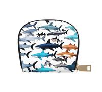 YQxwJL Tarjetero pequeño con estampado de tiburones para mujer, organizador de tarjetas de crédito para hombres, Blanco, Talla única