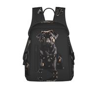 YQxwJL Tax Weiner Mochila ligera con estampado de perros, mochila de viaje para la universidad, mochila para portátil para hombres y mujeres, Lindo perro pug negro escala estándar-2_00x, One Size
