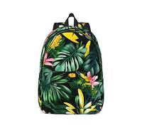 YQxwJL Ucrania estilo bordado rosa impresión lona portátil mochila de viaje casual al aire libre mochila de día bolsa de libros para hombres mujeres, Hojas tropicales con flores, S