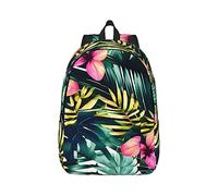 YQxwJL Ucrania estilo bordado rosa impresión lona portátil mochila de viaje casual al aire libre mochila de día bolsa de libros para hombres mujeres, Hojas de palma de flores hawaianas de verano