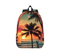 YQxwJL Ucrania estilo bordado rosa impresión lona portátil mochila de viaje casual al aire libre mochila de día bolsa de libros para hombres mujeres, Palmeras de playa tropicales, S