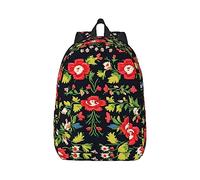 YQxwJL Ucrania estilo bordado rosa impresión lona portátil mochila de viaje casual al aire libre mochila de día bolsa de libros para hombres mujeres, Rosa estilo bordado ucraniano, M