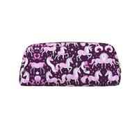 YQxwJL Unicornios Rosa impresión gran capacidad lápiz caso, lápiz bolsa con cremallera, bolso de cuero durable pluma para oficina, viaje