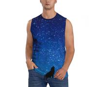 YQxwJL Wolf in The Moonlight - Camiseta de fitness sin mangas con estampado de humectación para hombre, camiseta sin mangas para verano, gimnasio, entrenamiento, Negro, XXL