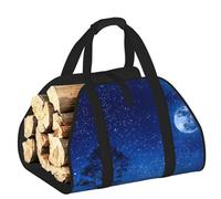 YQxwJL Wolf in The Moonlight Print 600d Oxford - Bolsa de madera resistente al agua con asa reforzada