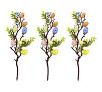 YQYAZL 3 ramas de árbol de huevo de decoración de Pascua, rama artificial de árbol de Pascua con huevos coloridos y hojas verdes para el hogar, jarrón de Pascua, decoración de mesa, regalos/surtido