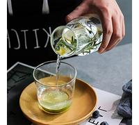 YQYAZL Juego de jarra de agua de noche con vaso de vidrio para dormitorio, mesita de noche, botella de enjuague bucal de vidrio para baño, jarra de agua nocturna con juego de tazas, transparente