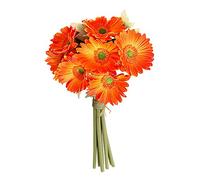 YQYAZL Ramo de flores artificiales de gerbera de un solo tallo de plástico de seda falsa decorativa al aire libre, interior, hogar, jardín, oficina, hotel, boda, fiesta, color naranja