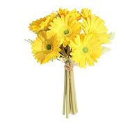 YQYAZL Ramo de flores artificiales de gerbera de un solo tallo, seda falsa, decoración al aire libre, interior, hogar, jardín, oficina, hotel, boda, fiesta, color amarillo
