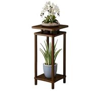 Yqyc Recibidor Entrada, Soporte para Plantas de Madera Maciza de Dos Niveles, Ideal para Sala de Estar y Balcón, Color Marrón(54x30x30cm/21x11x11in)