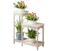 Yqyc Recibidores de Entrada, Soporte para Plantas de 3 Niveles con Detalles Tallados, Ideal para Recibidor y Balcón, Color Blanco(72x89x29cm/28x35x11in)