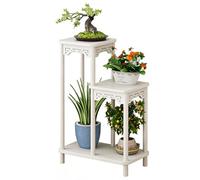 Yqyc Recibidores de Entrada, Soporte para Plantas de 3 Niveles con Detalles Tallados, Ideal para Recibidor y Balcón, Color Blanco(55x89x29cm/21x35x11in)