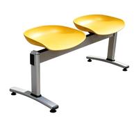 Yqyc Silla para Invitados de 2 Personas, 97x52x48cm, Plástico, Ideal para Estadios y Aeropuertos, Estructura Metálica, Soporta hasta 300kg(Yellow)