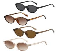 YQYCE 4 gafas de sol estrechas, gafas de sol para mujer, marco pequeño ovalado, diseño retro, estilo moderno, estilo portátil, ideal para viajes al aire libre, uso en la calle, uso diario a juego para