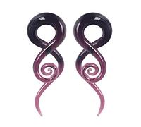 Yr Fashion Tapers de Cristal Elástico en Espiral para Orejas, Calibres 4 g-9/16, 2 Unidades, Color Azul, Brillo en la Oscuridad, Vino Rojo