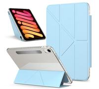 YRDUKJFDJ Bolsa para Tableta, Funda For iPad Mini 7 Case A17 Pro Tablet PC Cases Detachable Magnetic Multi-Angle Viewing Clear Transparent Back Shell Stand Shockproof Tablet Cover(Light Blue)
