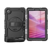 YRDUKJFDJ Bolsa para Tableta, Funda For Lenovo Tab One 8.7 Inch/K9 TB305FU 2025 Heavy Duty Shockproof TPU Case, Protective Cover W Screen Protector 360° Kickstand+Hand Strap+Shoulder Strap(Svart)