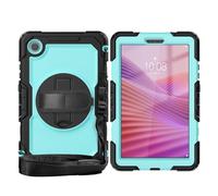 YRDUKJFDJ Bolsa para Tableta, Funda For Lenovo Tab One 8.7 Inch/K9 TB305FU 2025 Heavy Duty Shockproof TPU Case, Protective Cover W Screen Protector 360° Kickstand+Hand Strap+Shoulder Strap(Skyblue2)