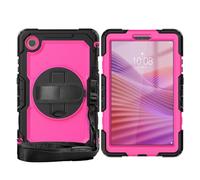 YRDUKJFDJ Bolsa para Tableta, Funda For Lenovo Tab One 8.7 Inch/K9 TB305FU 2025 Heavy Duty Shockproof TPU Case, Protective Cover W Screen Protector 360° Kickstand+Hand Strap+Shoulder Strap(Rose2)