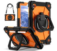 YRDUKJFDJ Bolsa para Tableta, Funda For Samsung Galaxy Tab A9 Case 8.7 Inch 2023 Model (SM-X110/X115/X117) Heavy Duty Tablet PC Case with 360 Rotating Kickstand,Hand/Shoulder Strap(Orange)