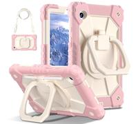 YRDUKJFDJ Bolsa para Tableta, Funda For Samsung Galaxy Tab A9 Case 8.7 Inch 2023 Model (SM-X110/X115/X117) Heavy Duty Tablet PC Case with 360 Rotating Kickstand,Hand/Shoulder Strap(Rose Gold)