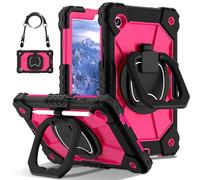 YRDUKJFDJ Bolsa para Tableta, Funda For Samsung Galaxy Tab A9 Case 8.7 Inch 2023 Model (SM-X110/X115/X117) Heavy Duty Tablet PC Case with 360 Rotating Kickstand,Hand/Shoulder Strap(Black Rose)