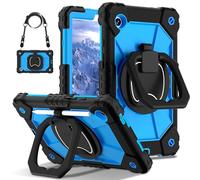 YRDUKJFDJ Bolsa para Tableta, Funda For Samsung Galaxy Tab A9 Case 8.7 Inch 2023 Model (SM-X110/X115/X117) Heavy Duty Tablet PC Case with 360 Rotating Kickstand,Hand/Shoulder Strap(Black Blue)