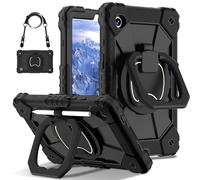 YRDUKJFDJ Bolsa para Tableta, Funda For Samsung Galaxy Tab A9 Case 8.7 Inch 2023 Model (SM-X110/X115/X117) Heavy Duty Tablet PC Case with 360 Rotating Kickstand,Hand/Shoulder Strap(Svart)