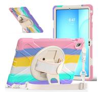 YRDUKJFDJ Bolsa para Tableta, Funda For Samsung Galaxy Tab S10 FE+ 13.1 Inch 2025 SM-X620/X626 Case, Heavy Duty Rugged Shockproof Drop Protection Cases,Shoulder Strap Protective Kids Cover(Pink c)