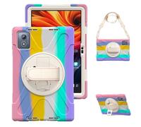 YRDUKJFDJ Bolsa para Tableta, Funda Heavy Duty Shockproof TPU Case For Lenovo Tab K11 Plus 11.45 Inch TB352FU, Protective Cover Drop-Proof Shock-Proof W Rotating Kickstand+Handle+Shoulder Strap(Pink)