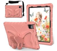 YRDUKJFDJ Bolsa para Tableta, Funda Kids Case For iPad Air 11inch (M3 2025 7th/M2 2024 6th), Lightweight EVA Rugged Shockproof Protective Cover with Shoulder Strap Cases Stand Cover(Pink)