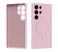 YRDUKJFDJ Caso Trasero del teléfono Magnetic Case Compatible with Samsung Galaxy S24 Ultra, Soft Anti-Scratch Microfiber Lining, Slim Liquid Silicone Shockproof Protective Cover(Pink)