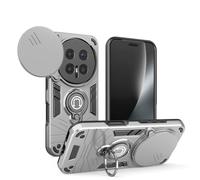 YRDUKJFDJ For Honor Magic 8 Pro 5G Case with Kickstand & Slide Camera Cover, Shockproof Military-Grade Case Rugged Protective Cover for Honor Magic 8 Pro 5G Phone(Silver)